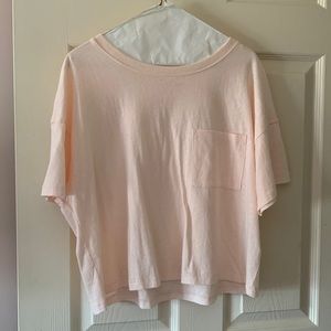 Everlane pink pocket boxy slightly crop tee NWT